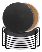 Comprar Juego De 6 Portavasos Posavasos Con Soporte Redondo Jaspeado