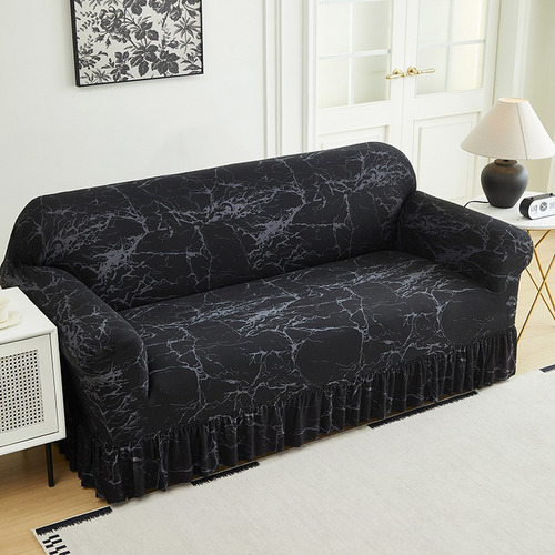 Protector Cubre Sofa Fundas Elástico Lavable Ajustable Negro-mármol Lisa S-asiento Individual