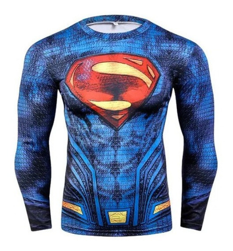 Tops Polera Compresión Con Estampado De Superman Para Hombre