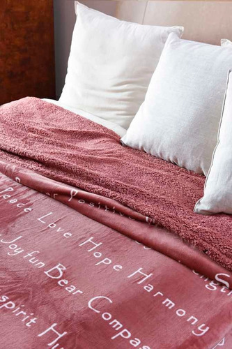 Frazada Mariages Home Málaga "Energía Positiva" Flannel edredón color rosa viejo de 240cm x 230cm