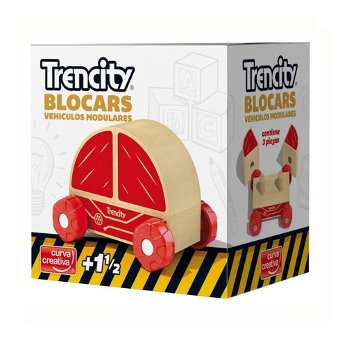 Imagen 4 de 10 de Trencity Blocars Auto Rojo Modular Madera Individual