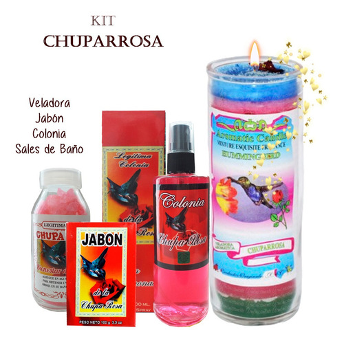 Veladora Chuparrosa - Buena Suerte Amor, Dinero, Kit 4 Pza