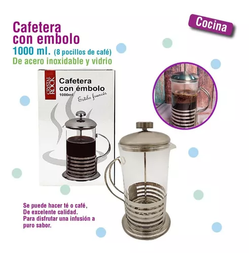 Cafetera Embolo Prensa Francesa 1000 Ml Acero Vidrio 10687 Color Plata