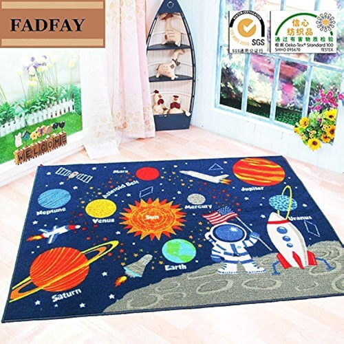 Fadfay - Alfombra Para Niños Con Espacio Exterior, Bonita Al