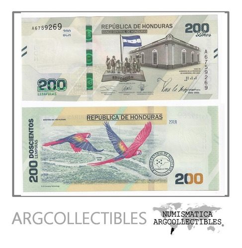 Honduras Billete 200 Lempiras 2021 Unc