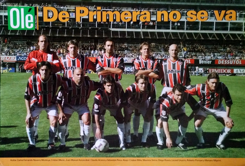 Póster Plantel Chacarita Juniors. Apertura 2004. Diario Olé (Usado)