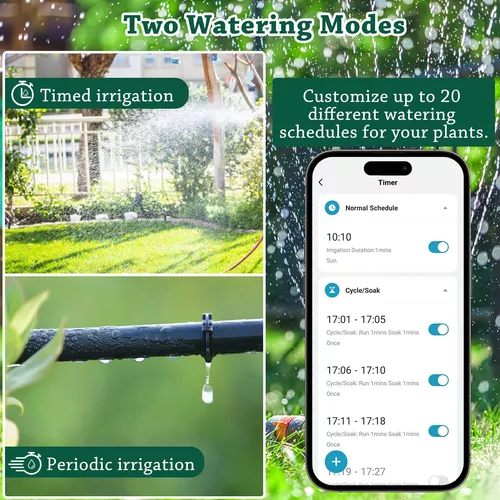 AnseTo Temporizador de agua WiFi para jardín/césped, temporizador de  manguera de riego con concentrador WiFi, sistema de riego de control remoto