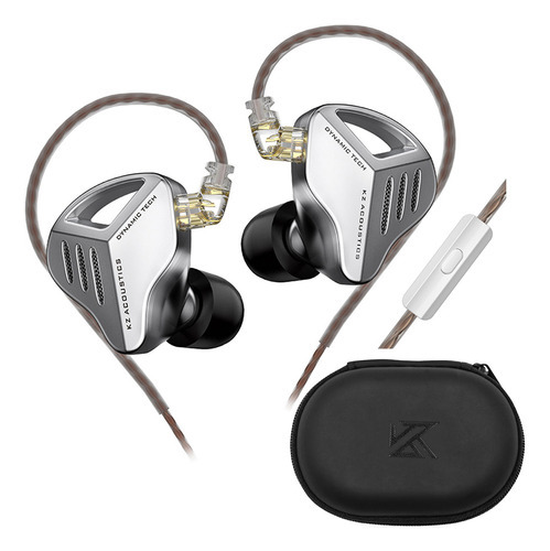 Audífonos Kz Zvx Silver With Mic + Estuche Y Espumas Color Silver