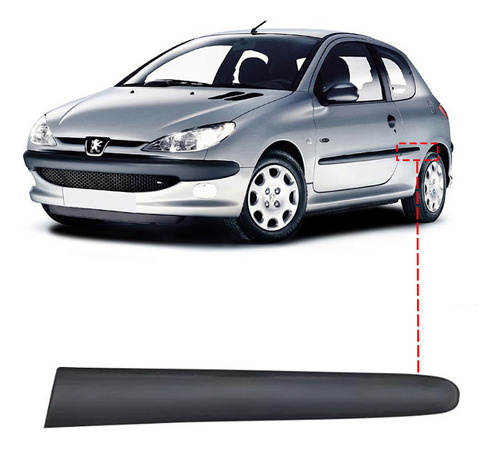 Moldura Puerta Trasera Peugeot 206 Modelo 3 Ptas Izquierda