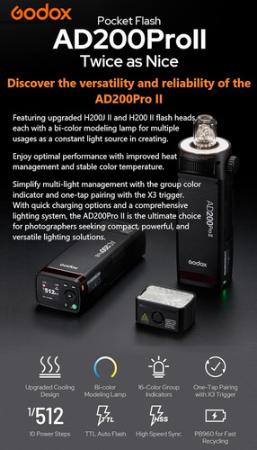 Ad200 Pro Y Ad20 2.4g Flash Strobe, Speedlight 1/8000s Hss,