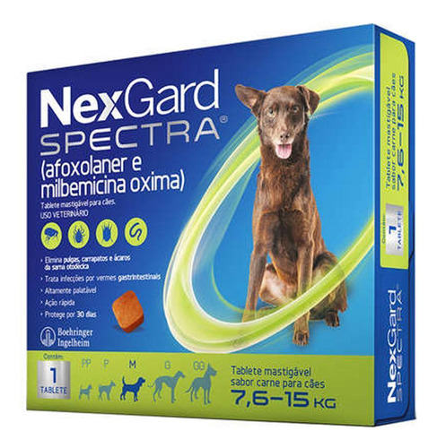 Nexgard Spectra para Cães 7.6 A 15 Kg 1 comprimido Boehringer