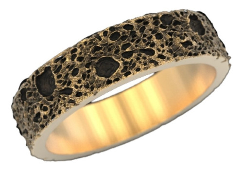 Anillos Hombre Anilllo Cráter Lunar Plata 925 Chapado Oro