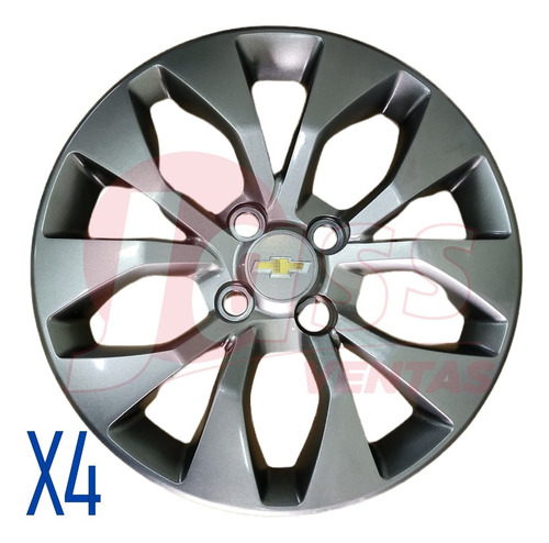 Juego 4 Tazas Rodado 15 Chevrolet Onix Joy Grafito Pulgadas