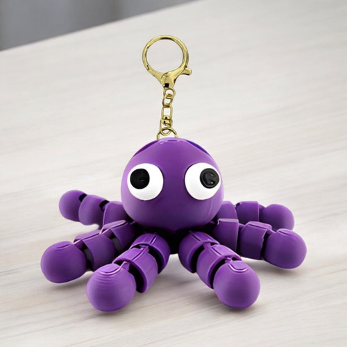 Llavero De Pulpo Articulado Distintos Colores Accesorio Moda Morado