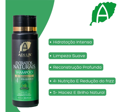 Shampoo Adlux Argila Branca 300ml Extratos Naturais Terapia