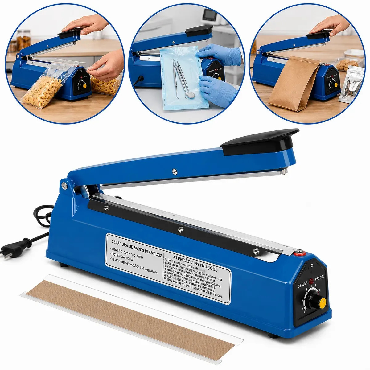 Seladora Térmica Manual para Plástico, PP e PVC Termosselável de 30 cm –