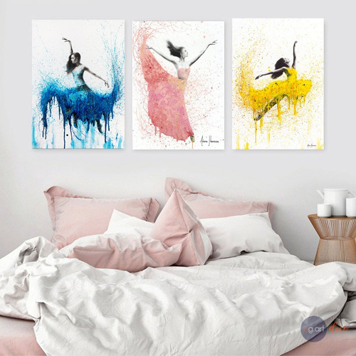 Cuadros Bailarinas Ballet Moderno Abstracto En Canvas Color Armazón Bastidor