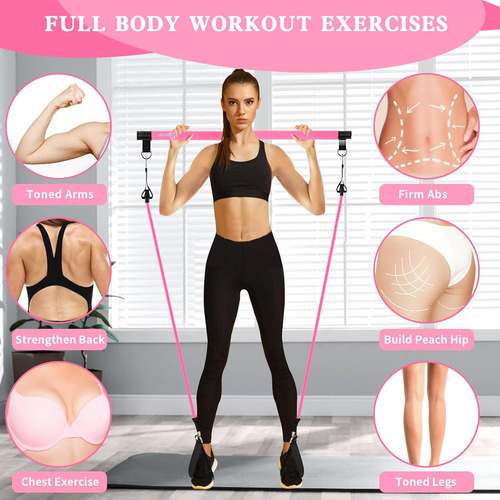 Kit De Pilates Con Barra Y Bandas De Resistencia - Ejercicio