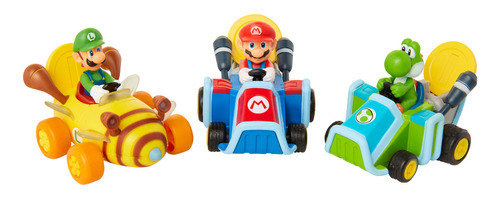 Luigi Kart Bros Vehiculo Pull Back Moneda Original 5cm 40462