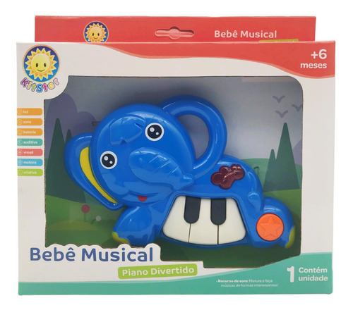 Brinquedo Bebê Musical Interativo Piano Elefante Divertido
