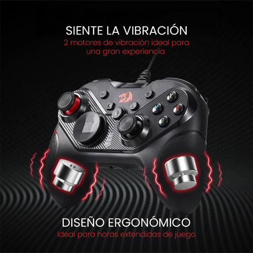 Control Gamer Redragon Rift G710Negro y rojo, conexión USB, 4 botones traseros personalizables
