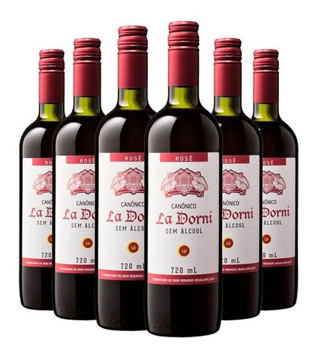 Kit 6 Vinhos Suave Sem Álcool  La Dorni Canônico Rosé 720ml
