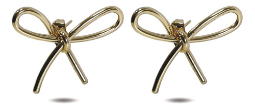 Aretes En Forma De Moño Para Mujer Oro Laminado 18k Moda Pendientes Coquette Finos Elegantes Ideal Para Regalo Dama
