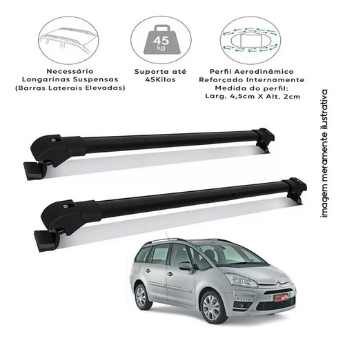 Rack Teto Travessa Citroen Grand C4 Picasso 07 14 Slim Preto