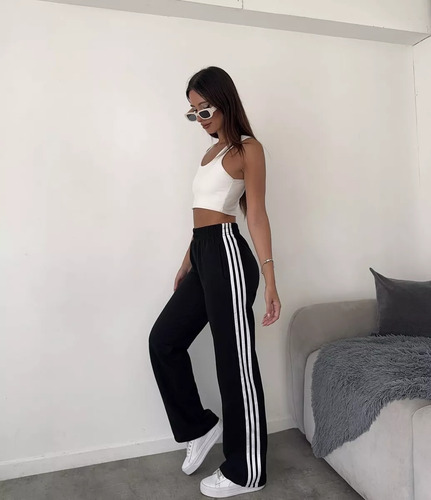 Pantalon 3 Rayas Palazo Mujer Moda