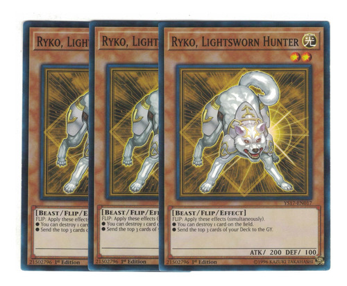 Yugioh 3x Ryko Lightsworn Hunter Comun 1st Ys17-en017