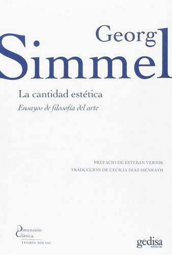 La cantidad estÃÂ©tica, de Simmel, Georg. Editorial Gedisa, tapa blanda en español