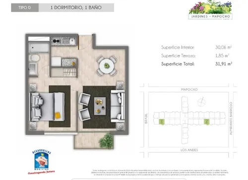 Jardines De Mapocho- Desde 1d-1b-con Bodega