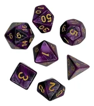 Comprar Set De 7 Dados Juegos De Rol - Uva Y Negro Marmoleado