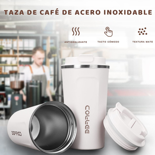 Taza Termo De Café 510 Ml Acero Inoxidable 304 Con Tapa