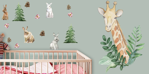 Imagen 3 de 5 de Vinilos Decorativos Jirafa Animales Selva