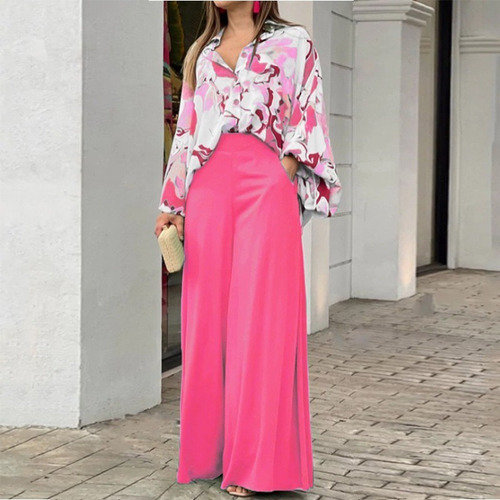 Conjunto De Camisa Con Estampado Suelto Y Pantalones