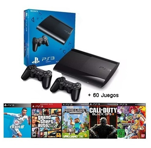 Playstation 3 Ps3 Rf + 60 Juegos + 2 Controles+ Fifa 19 (Reacondicionado)
