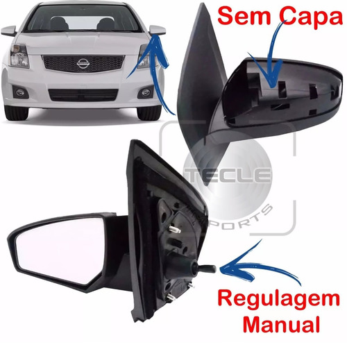 Retrovisor Sentra 2007 2008 2009 Reg Manual Sem Capa Esq