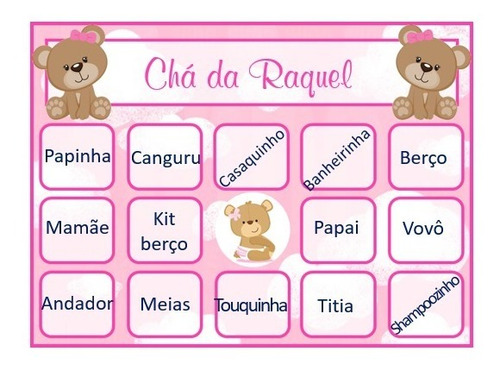 Bingo Chá De Bebê Fralda Festa Junina Personalizado Imprimir