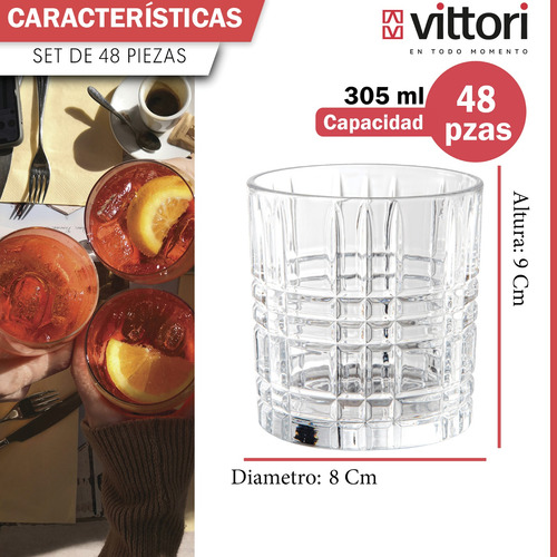 Caja 48 Piezas Vaso De Vidrio Dof Oslo 305 Ml