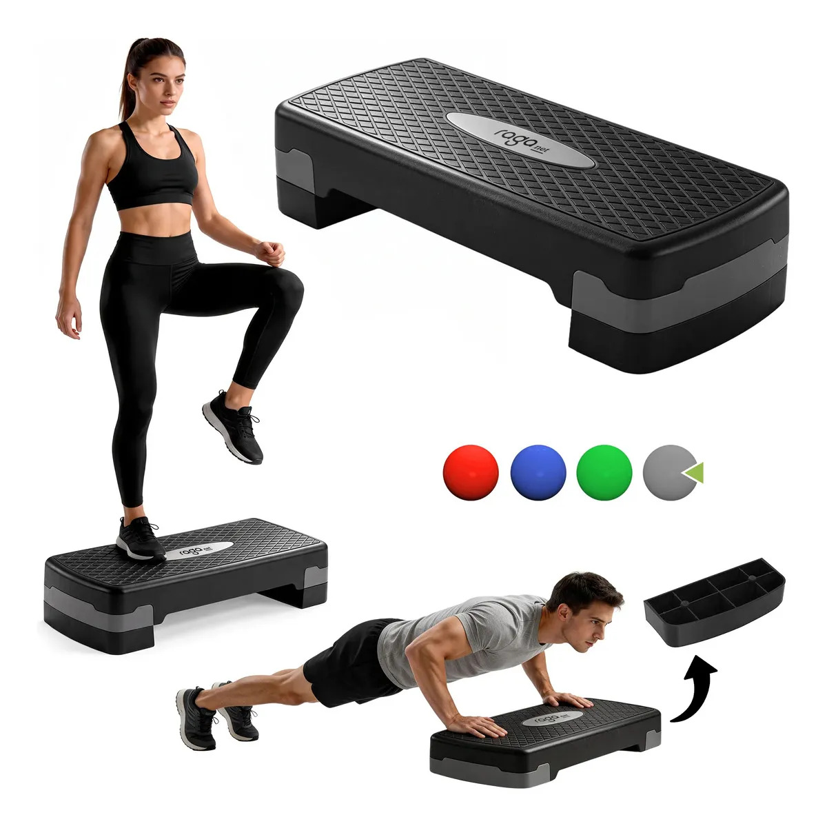 Step Banco De Aerobics Ejercicio Con 2 Alturas Ajustables Color Gris