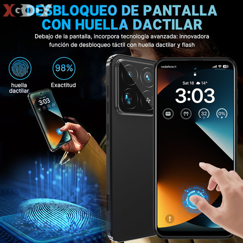 Teléfono móvil Xgody v27 dual sim6500mAh 128gb ROM 12GB RAM 6.56 pulgadas celular hd android 14 red 4G completa teléfono inteligente con huella dactilar doble cámara 13MP+21MP gps bluetooth negro