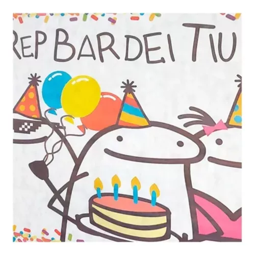 Painel de Festa Retangular Meme Bento Cake Flork Vertical Infantil