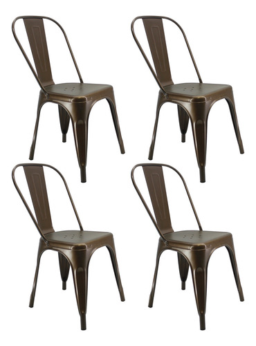 Kit X4 Sillas Tolix Para Comedor Cafetería Restaurante Color de la estructura de la silla Bronce