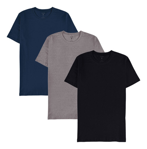 Kit 3 Camiseta Basica Masculina Malwee 100% Algodão