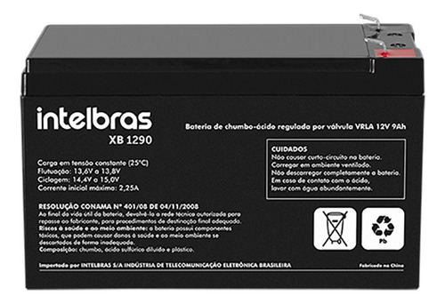 Bateria 12v 9a Intelbras Xb1290