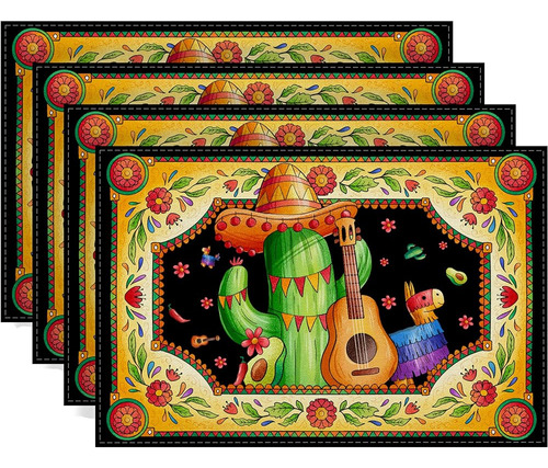 Manteles Individuales De Lino Del Cinco De Mayo Juego De 4 M