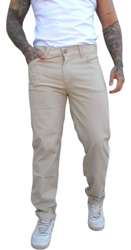 Pantalon Recto Gabardina Hombre Clasico Colores Moda Suelto