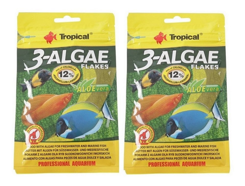 Kit 2 Unidades Ração 3-algae Flakes Sachê 12g Tropical