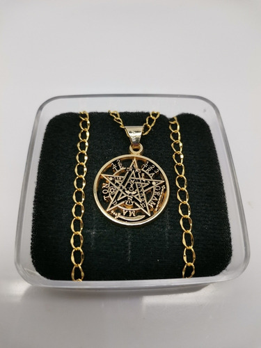 Imagen 3 de 4 de Dije De Tetragramaton En Chapa De Oro Con Cadena